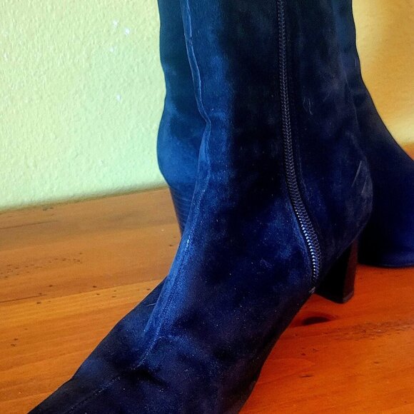 AJ Valenci Black Suede Leather Ankle Boots - Size 7 - Picture 2 of 6